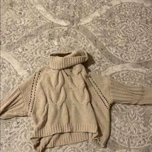 oatmeal mock neck sweater